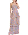 Amur Laine Tiered Gown In Blue