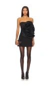 Amur Legacy Rosette Strapless Mini Dress In Black