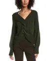 Amur Liliana Cable Knit Wool & Cashmere-blend Sweater In Green