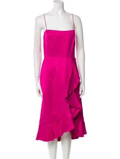 Pre-owned Amur Linen Midi Length Dress In Pink
