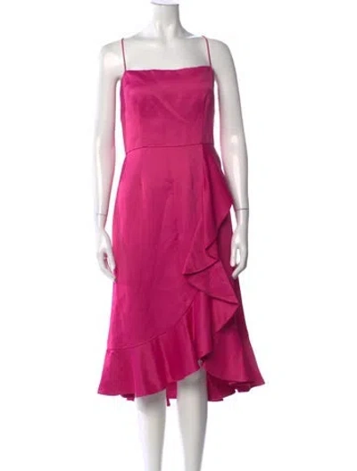 Pre-owned Amur Linen Midi Length Dress In Pink