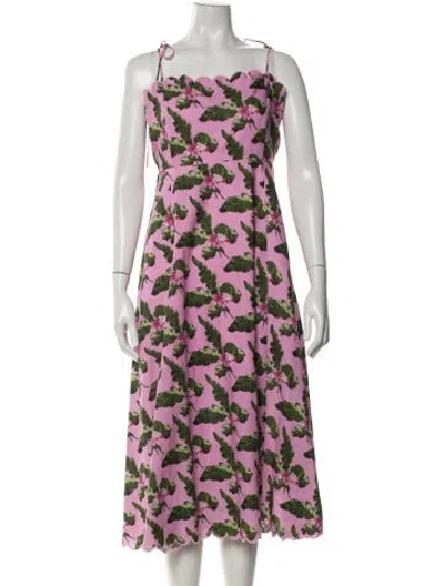 Pre-owned Amur Linen Midi Length Dress In Pink