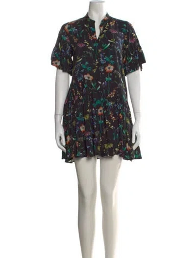 Pre-owned Amur Linen Mini Dress In Black