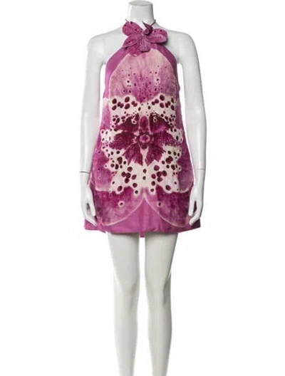 Pre-owned Amur Linen Mini Dress In Pink
