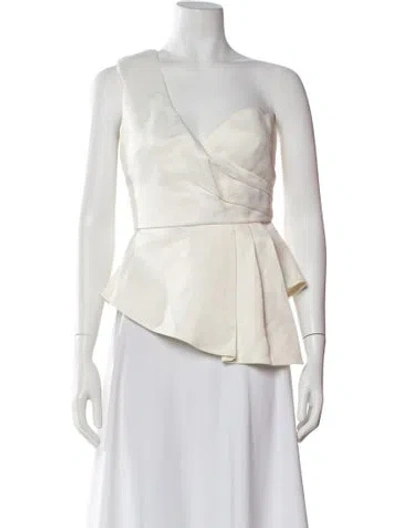 Pre-owned Amur Linen One-shoulder Top In White