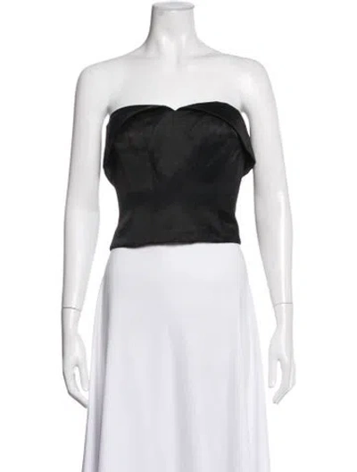 Pre-owned Amur Linen Strapless Top In Black