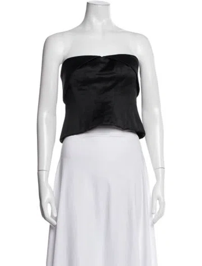 Pre-owned Amur Linen Strapless Top In Black