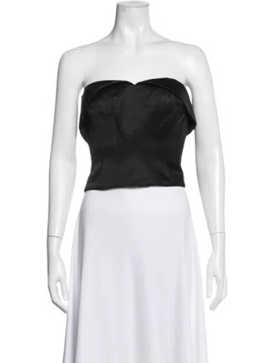 Pre-owned Amur Linen Strapless Top In Black