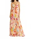 Amur Lisle Pleated Gown In Multi In Multi
