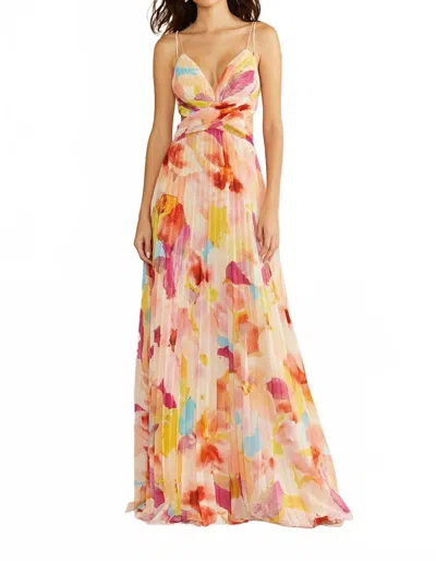 Amur Lisle Pleated Gown In Multi