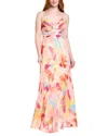 Amur Lisle Pleated Gown In Orange