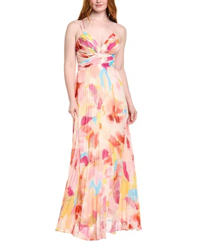 Amur Lisle Pleated Gown In Multi