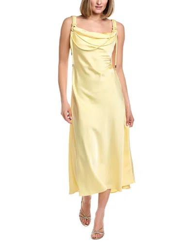 Amur Liza Pleated Midi Dress In Yellow