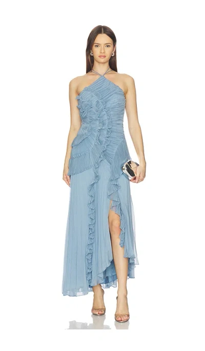 Amur Lorelie Halter Gown In Blue