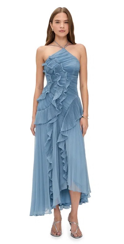 Amur Lorelie Halter Gown Tropical Dusk In Blue