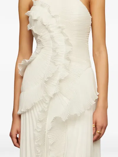 Amur Lorelie Ruffled Halter-neck Gown In Neutral