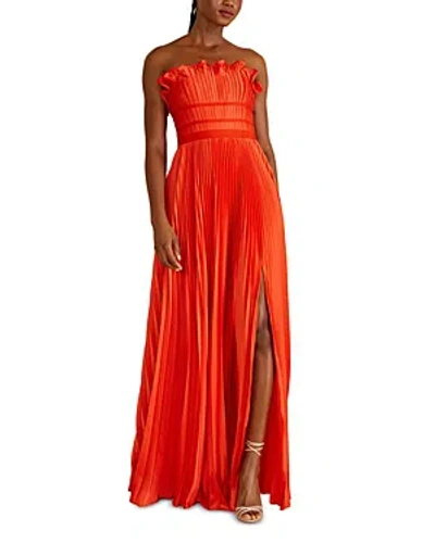 Amur Losey Ruffle Neck Gown In Sun Coral