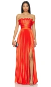 AMUR LOSEY RUFFLE NECK GOWN