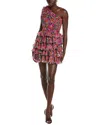 Amur Malti One-shoulder Tiered Georgette Mini Dress In Multi