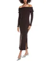 Amur Meadow Lettuce Edge Midi Dress In Brown