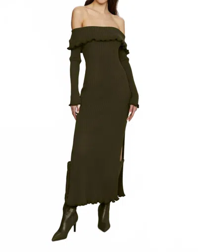 Amur Meadow Lettuce Edge Midi Dress In Kalamata In Black