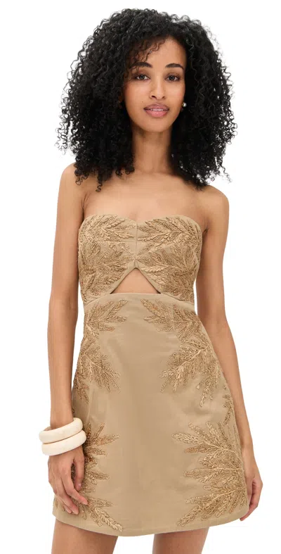 Amur Meah Raffia Mini Dress Tree Nut In Neutral