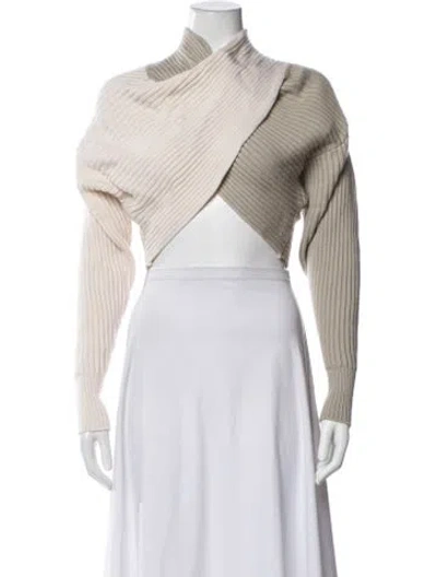 Pre-owned Amur Merino Wool Asymmetrical Sweater In Neutrals