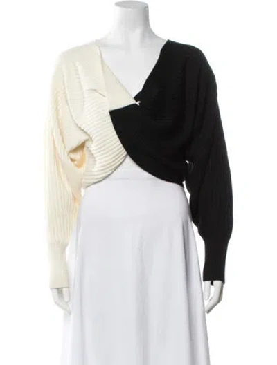 Pre-owned Amur Merino Wool Colorblock Pattern Sweater In Black