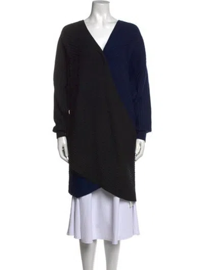 Pre-owned Amur Merino Wool Colorblock Pattern Sweater In Black