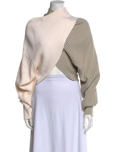 Pre-owned Amur Merino Wool Colorblock Pattern Sweater In Neutral