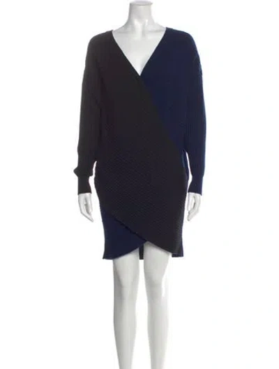 Pre-owned Amur Merino Wool Mini Dress In Blue