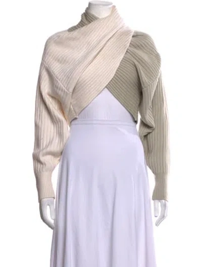 Pre-owned Amur Merino Wool Turtleneck Sweater In Neutrals