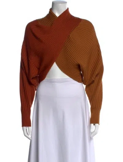 Pre-owned Amur Merino Wool V-neck Sweater In Brown