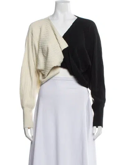 Pre-owned Amur Merino Wool V-neck Sweater In Neutral