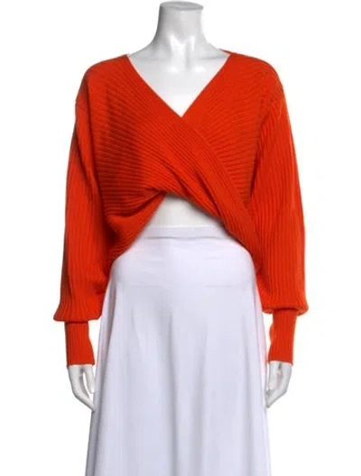 Pre-owned Amur Merino Wool V-neck Sweater In Orange