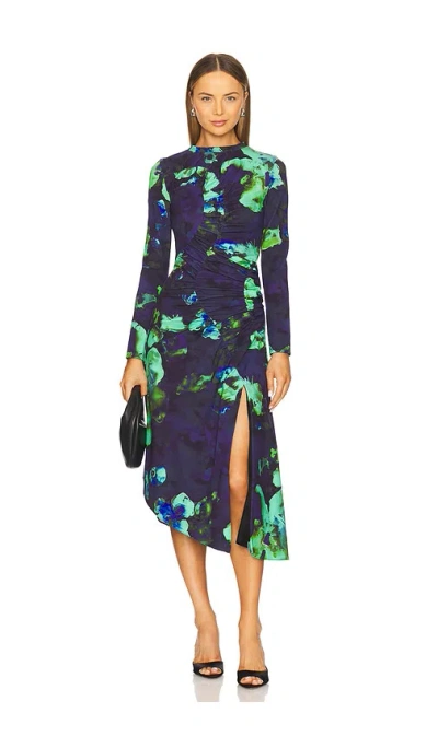 Amur Milani Printed Midi Dress In Blue