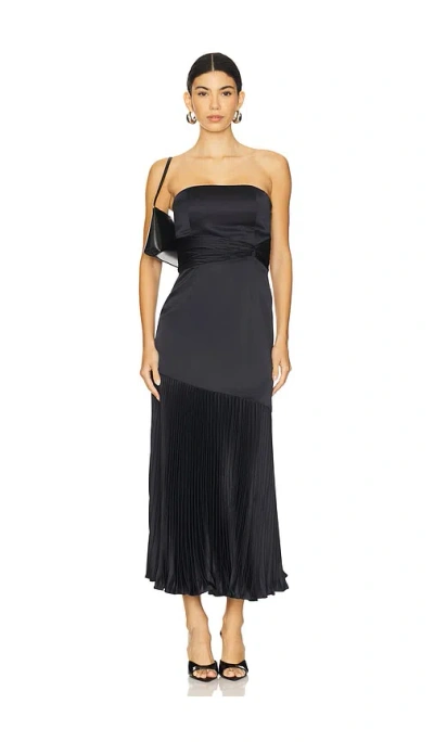 Amur Milly Pleated Midi Dress In Black