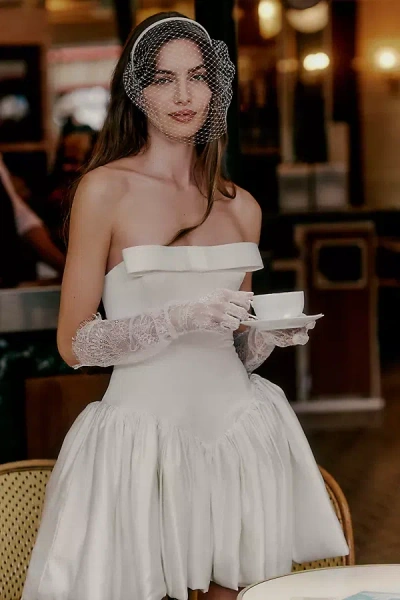 Amur Mirelle Strapless Drop-waist Mini Dress In White