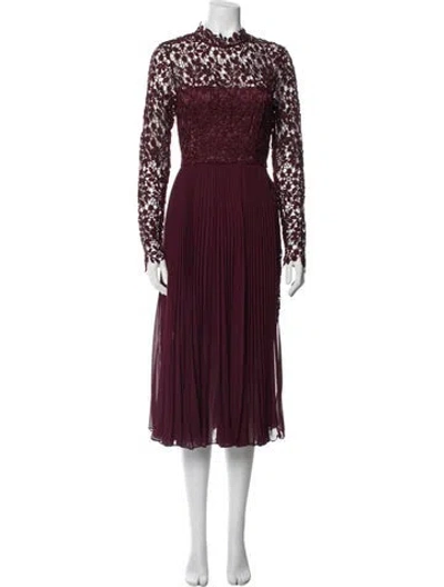 Pre-owned Amur Mock Neck Long Dress In Purple