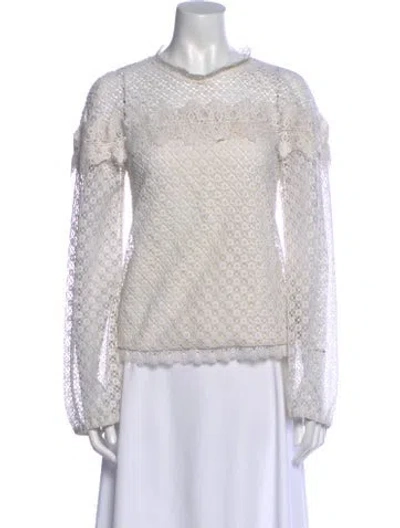 Pre-owned Amur Mock Neck Long Sleeve Sweatshirt In White