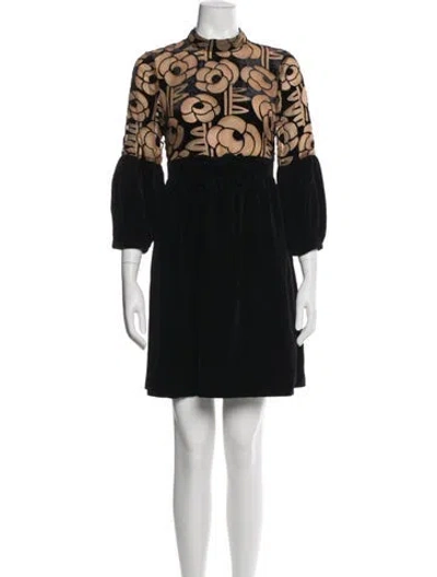 Pre-owned Amur Mock Neck Mini Dress In Black