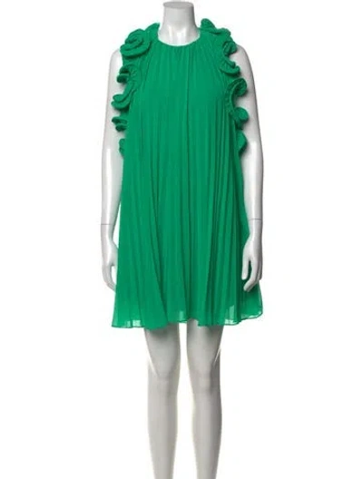 Pre-owned Amur Mock Neck Mini Dress In Green