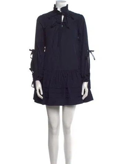 Pre-owned Amur Mock Neck Mini Dress W/ Tags In Blue