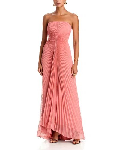 Amur Myra Strapless Pleated Gown In Pink