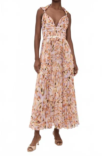 Amur Neve Pleated Chiffon Gown In Pebble Beach In Multi