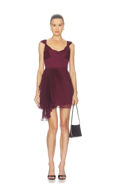 Amur Nova Pleated Mini Dress In Burgundy