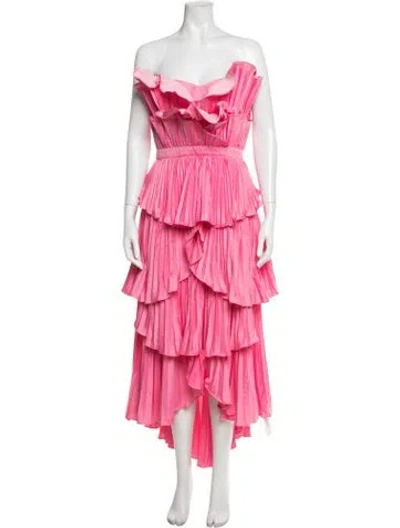 Pre-owned Amur Off-the-shoulder Long Dress In Pink