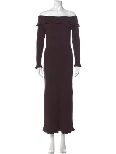 Pre-owned Amur Off-the-shoulder Long Dress In Purple