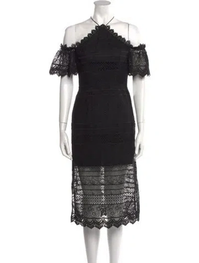 Pre-owned Amur Off-the-shoulder Midi Length Dress In Black