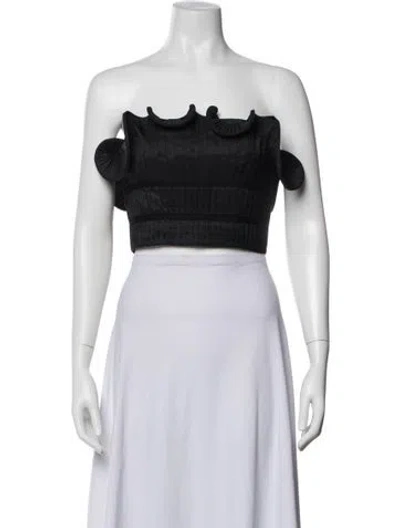 Pre-owned Amur Off-the-shoulder Sleeveless Crop Top In Black